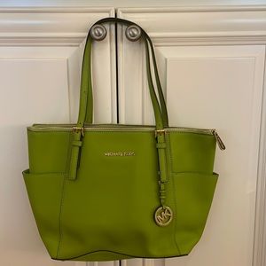 Michael Kors Lime Green Saffiano Leather Tote Shoulder Bag